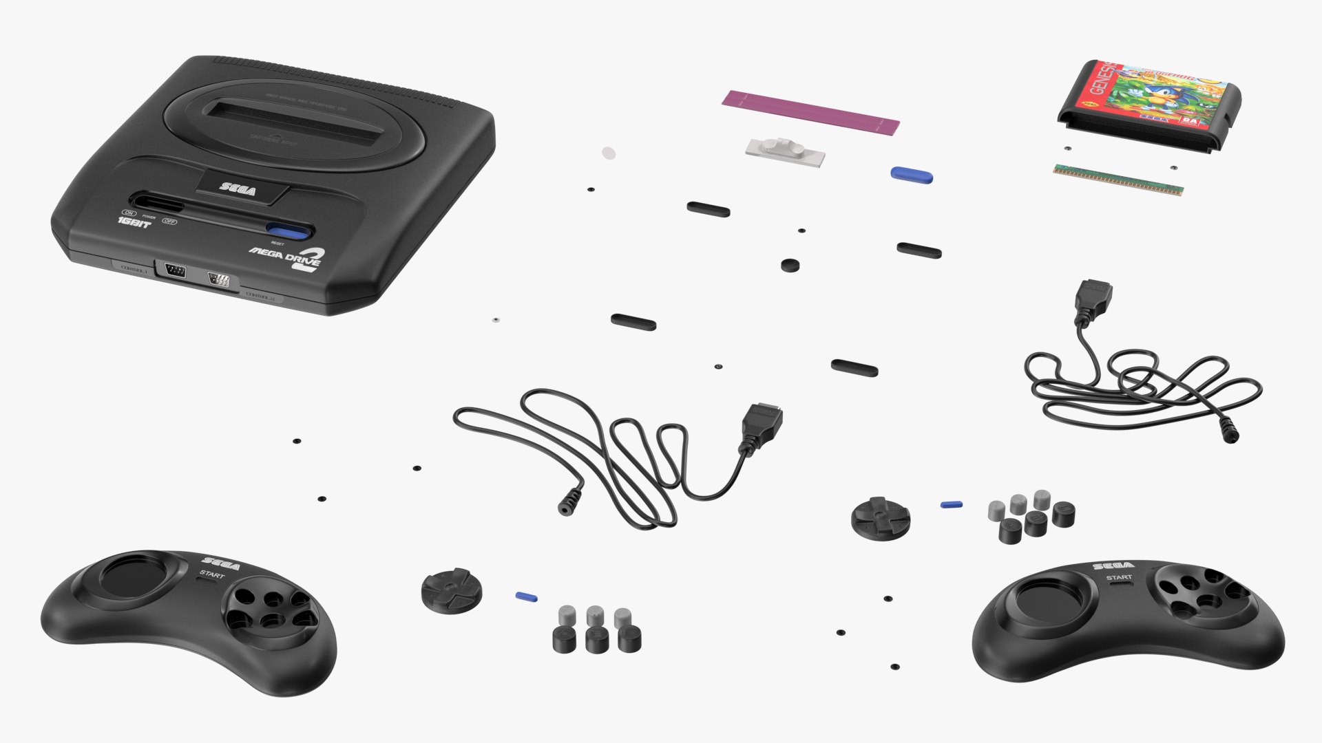 3D model Sega Mega Drive 2 with Cartridge Sonic 3 - TurboSquid 2139736