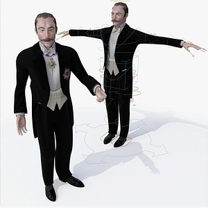 Victorian Diplomat - Rigged   MOCAP- Victorian Tuxedoed Gent 3D model