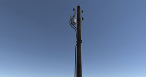 Wooden Electric Pole 3D Model(1)