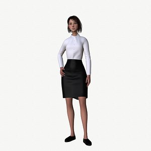 3D office woman low poly