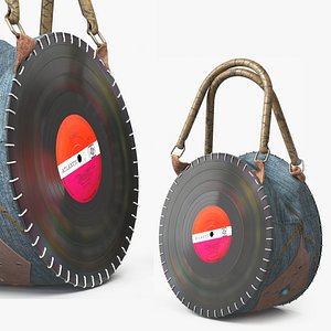 Handmade Retro Record Purse with Leather Handles