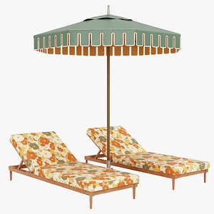 PBR Sun Lounger and Modern Roman Valance Umbrella