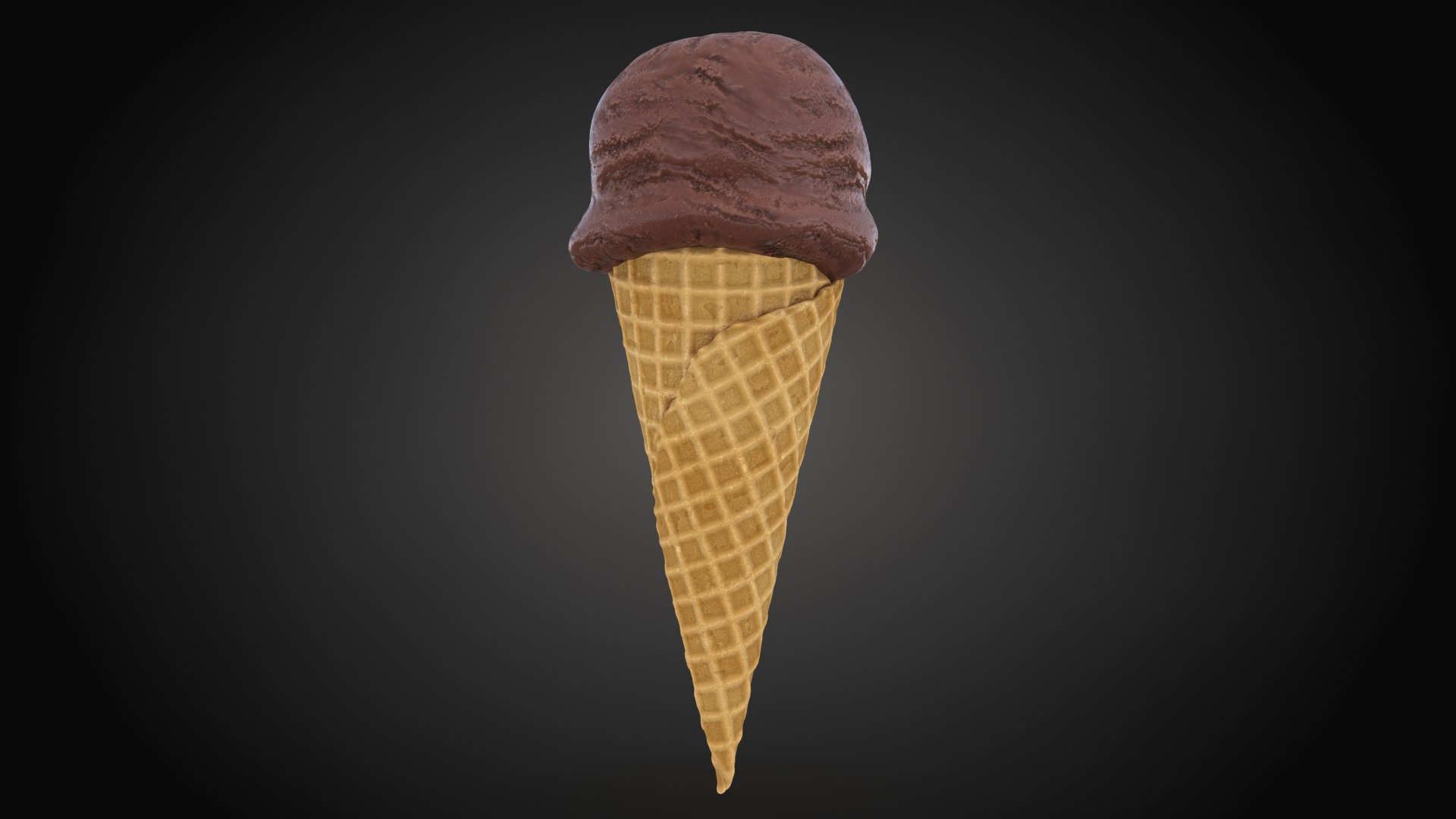 Ice cream ball in waffle cone | 3D model