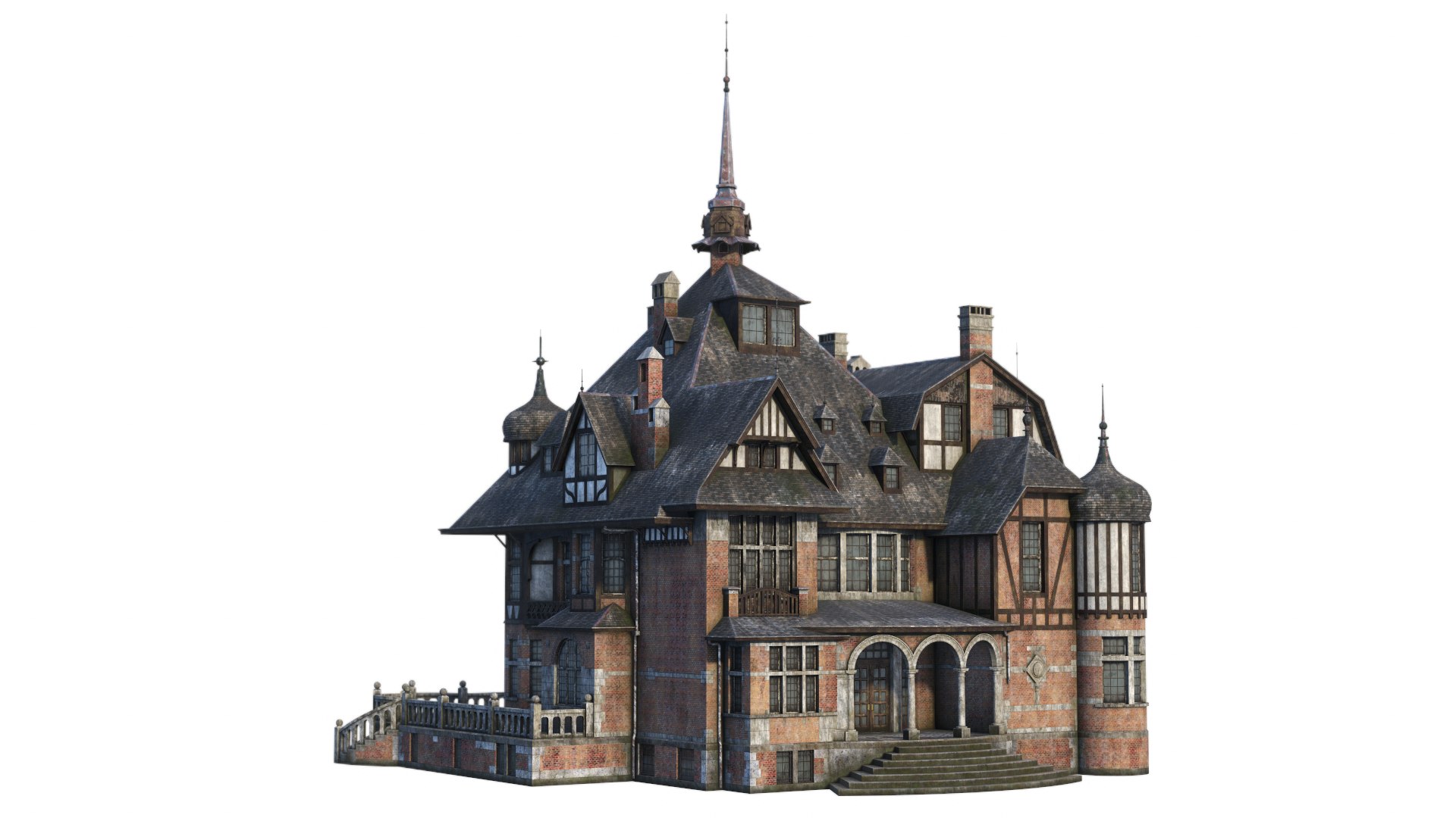 3D Old Manor Low-poly 3D model - TurboSquid 2132732