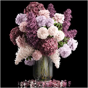 Festive bouquet of flowers vase lilac hydrangea 335 model
