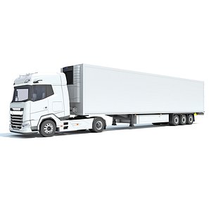 3D model Truck with Reefer Refrigerator Trailer