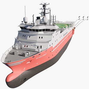 Ship for seismic survey 3D model