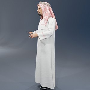 Arabic man real cloth simulation conversation loop animation 3
