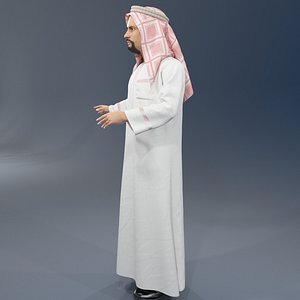 Arabic man real cloth simulation conversation loop animation 3