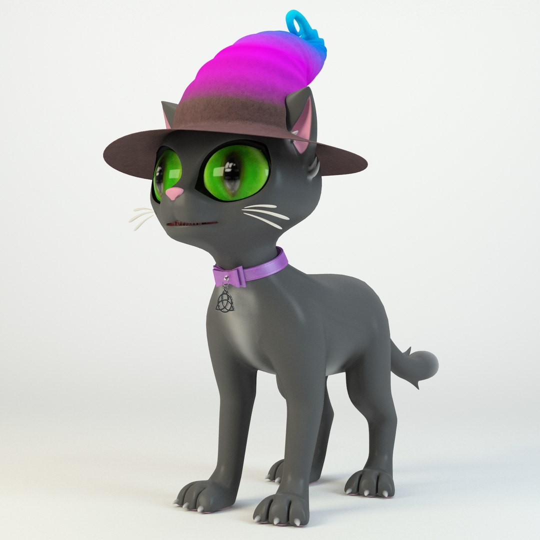 Cute cartton witch cat 3D model - TurboSquid 1617074