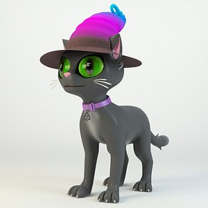 cute cartton witch cat 3D model