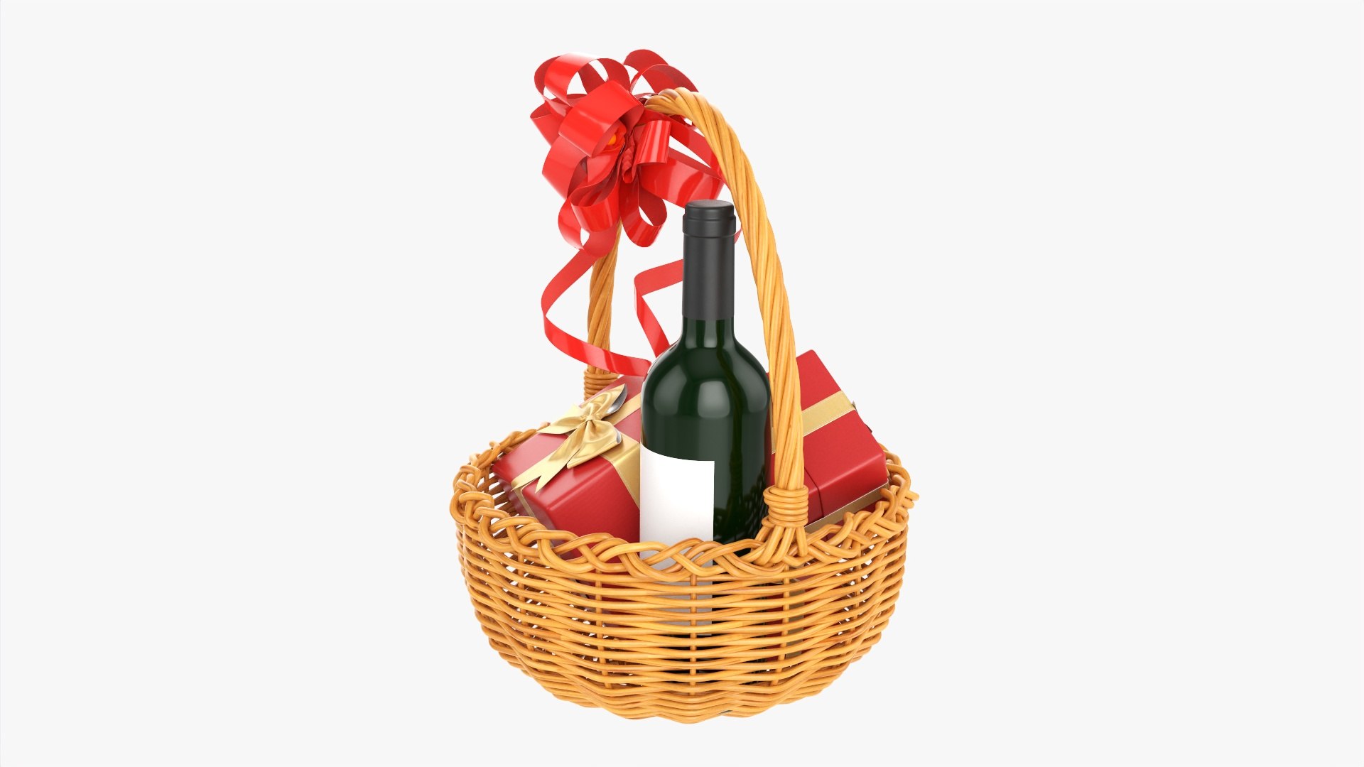 Wine bottle in wicker wooden basket 01 3D - TurboSquid 1856904