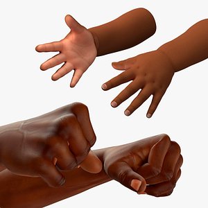 3D model Afro American Man and Baby Hands Rigged for Maya Collection