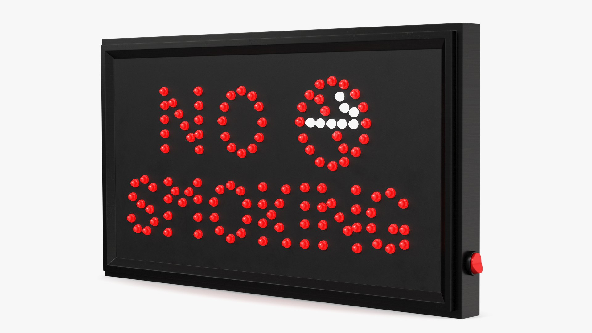 Luminous Red LED Light Sign No Smoking ON 3D model preview