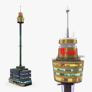Sydney Tower Eye Observation Tower Night View 3D model