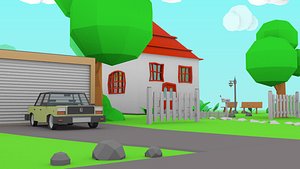 cartoon house toy car 3ds