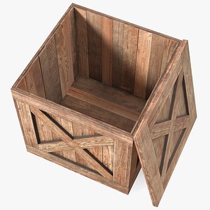 Old Wooden Shipping Crate with Open Lid model