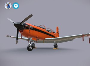 3d low-poly pilatus pc-7 mk-i
