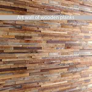 mosaic wood panel planks 3d model