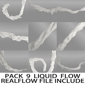 3d liquid flow pack realflow model