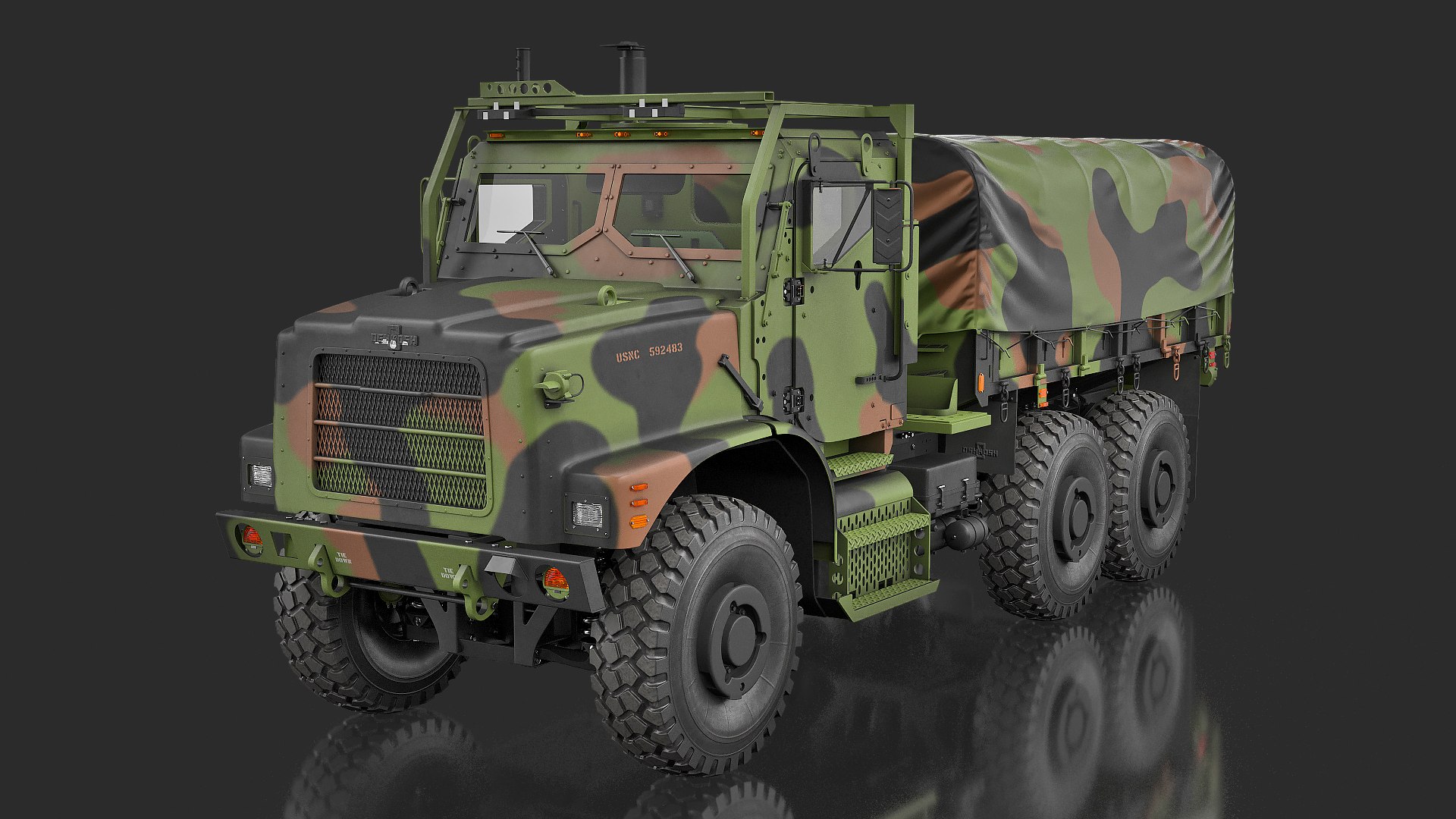 Cargo Truck OshKosh MTVR MK23 with Tent 3D model preview