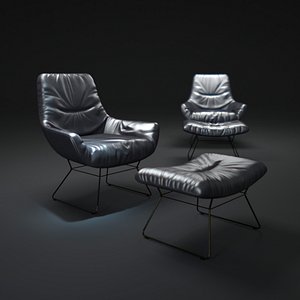 3d obj leya-lounge-chair-and-ottomane