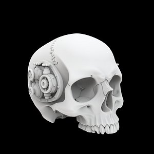 3D Half Steampunk Skull 3D Print Model Industrial Decor model