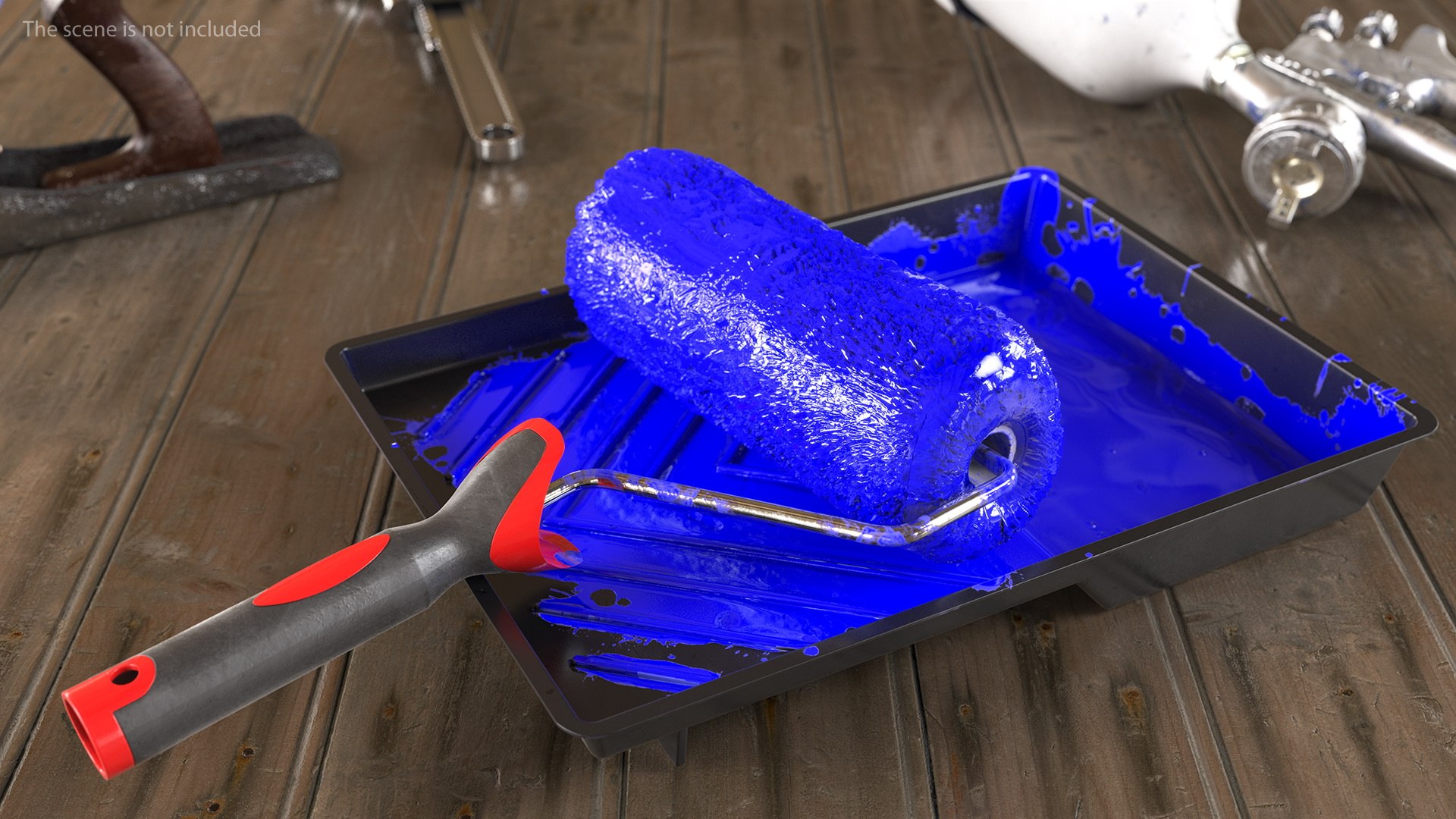 Used Paint Roller with Tray 3D model preview