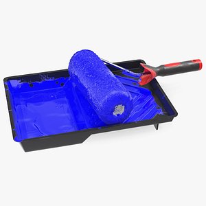 3D used paint roller tray model