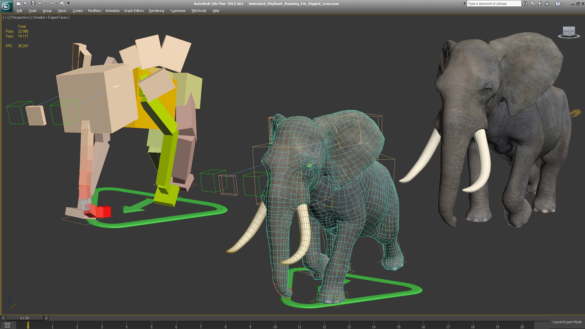 3D Model Elephant Running Animal Fur - TurboSquid 1451496