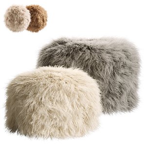 Beliani TUKKI Faux Fur Pouffe 3D model