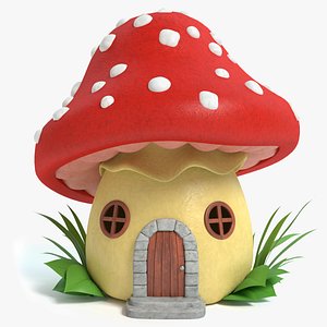 3d model of cartoon mushroom house