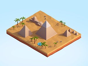 3D cartoon egipt piramids giza model