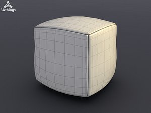 cube leather pouffe 3d model