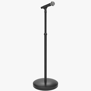 Microphone on stand with round base