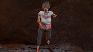 Pregnant Zombie 3D Model Animated And Game Ready