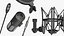 Adjustable Stand with Microphones Collection 3D model