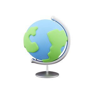 3d cartoon Earth globe model