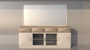 Modern Vanity Sideboard with Mirror 3D model