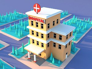 3D Cute cartoon city hospital
