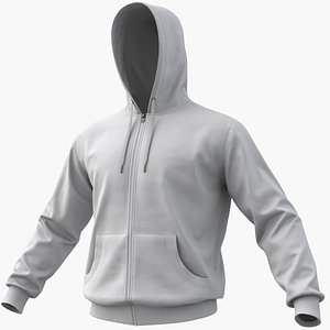 realistic white hoodie 01 3D model