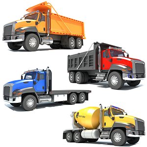 3D Flatbed Tipper Dump Concrete Trucks