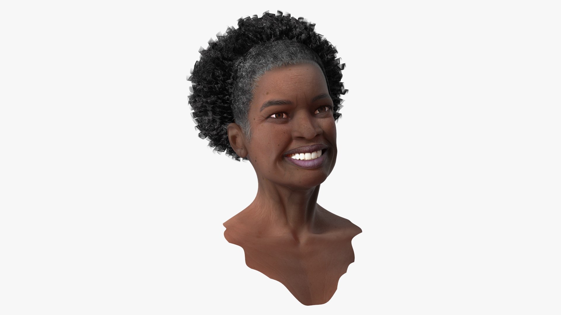 Elderly Afro American Woman Head Smiling 3D model preview