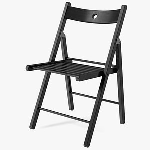 3D Folding Chair Black Open