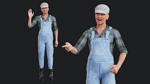 Old Male Farmer 3D