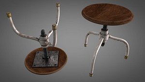 old worn vintage stool 3D model
