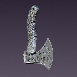 3D Celtic axe casting pendant