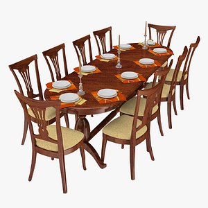 dining area chairs plates 3D model
