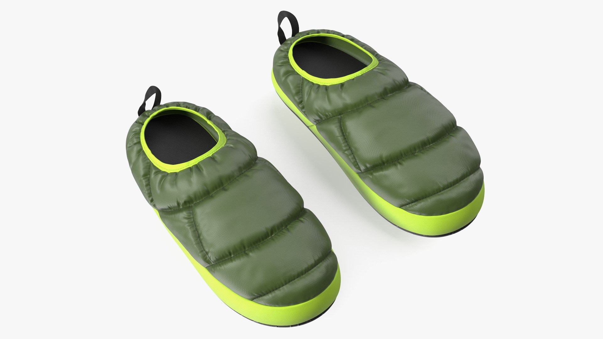Green Down Slippers 3D model preview