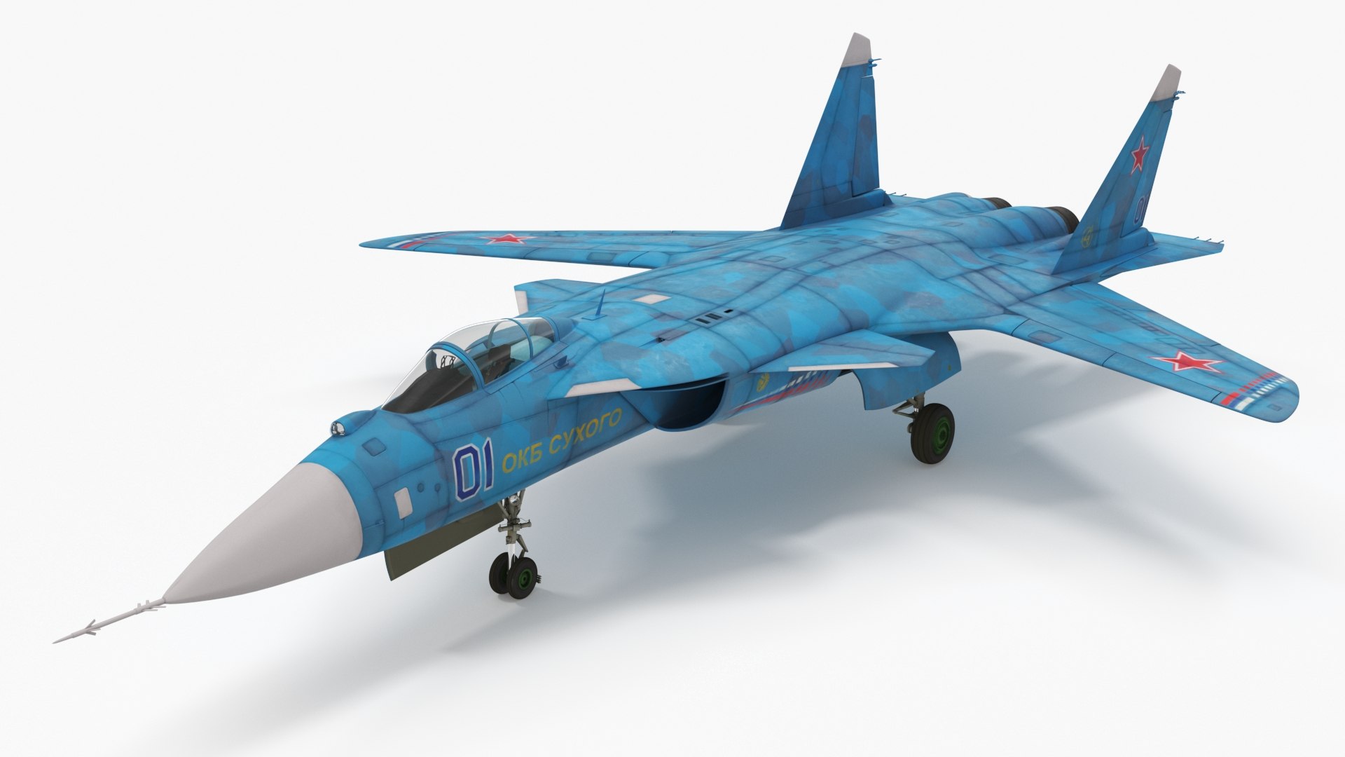 Sukhoi Su 47 Berkut Russian Supersonic Jet Fighter Rigged for Cinema 4D 3D model preview